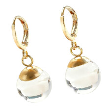 Minimalists Styles Glass Spherical Earrings Bubble Drop Clear