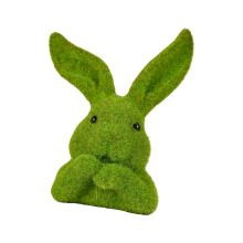 Flocking Rabbit Head Easters Decorations Artificial Moss-Green