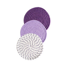 Pack of 3 Heatproof Cotton Rope Hot Dish Mats Nonslip-Purple