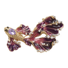 Dripping Oil Long Tail Fish Brooch Pin Elegant And-Purple