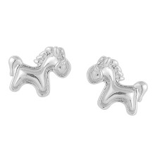 Versatile Horse Designs Ear Studs Metal Fashionable For-Silver