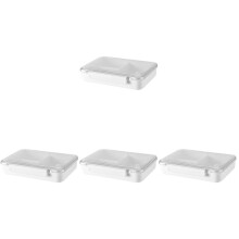 4St Witte Plastic Bento Boxen, Magnetronbestendig En Lekvrij