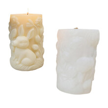 Hare Embossed Cylinder Silicone Mold Easter Candle Silicone-D
