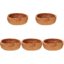 5St Duurzame Handgeweven Rattan Fruitmand Lichtbruin Voor Keuken