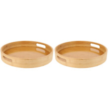 2St Bamboe Snackschaal Chocoladekleur Voor , Borrel En Thee