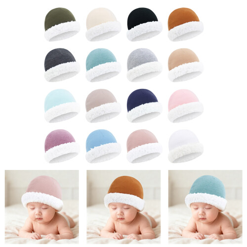 Baby-Fleece-Mütze mit warmem Lammfutter, weichem Stoff,-Grau 2