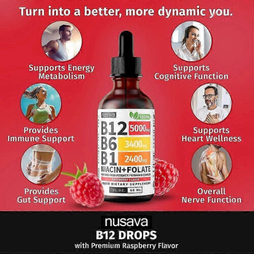 (2 Pack) Vitamin B12 and B6 Liquid Drops,Sublingual Vitamin B Complex - B 12 1
