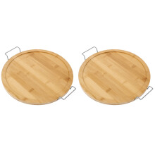 2St Lichtgele Bamboe Serveerplank Met Handvatten Voor Keuken En Snacks