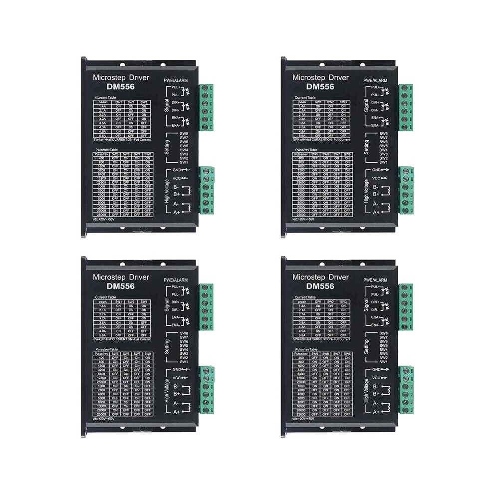 4X Dm556 Cnc Digital Stepper Motor Driver 2-Phase Stepper Motor Driver 20-50V Max 5.6A 128 Subdivision For Motor 4713031970155