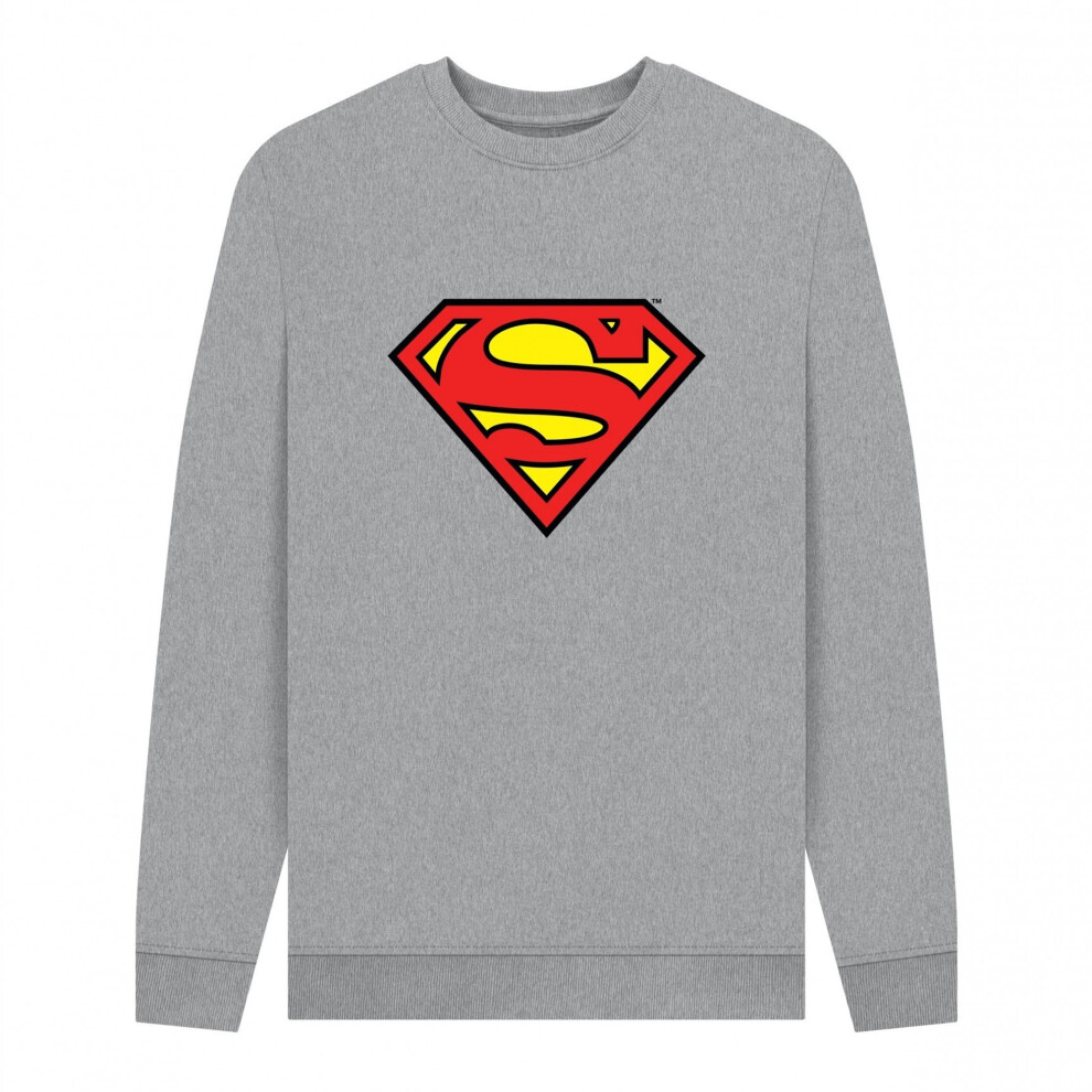 Superman (Xxl, Light Heather) Unisex Adult Official Shield Sweatshirt Multicoloured