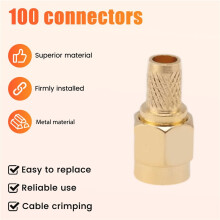 100 Peças SMA Macho Plug Reto Crimp para Adaptador Conector RG58