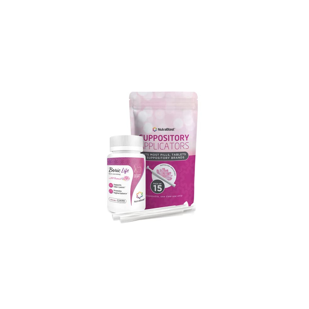 Nutrablast Combo Boric Acid Vaginal Suppositories-30 W/ Applicator-15