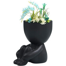 Black Ceramic Human-Shaped Pot