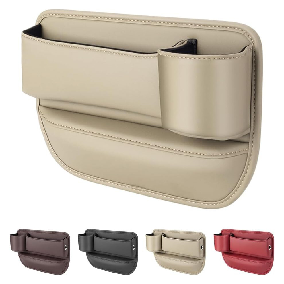 (, Passenger Seat) 2025 Car Storage Box With Cup Holder, Seat Gap Filler Organiser For Driver Beige 5437706761037