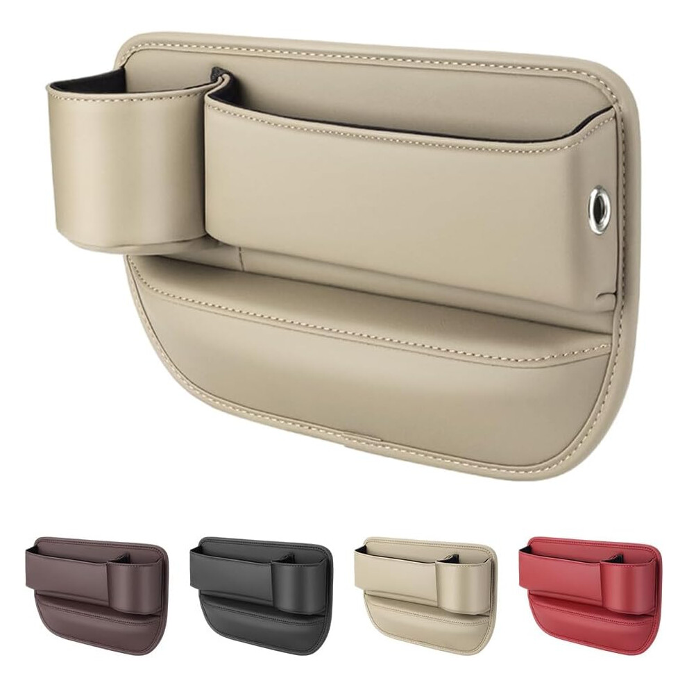 (, Driver's Seat) 2025 Car Storage Box With Cup Holder, Seat Gap Filler Organiser For Driver Beige 5437706761013