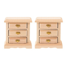 2pcs Nightstands Night Stand Furniture Bed Table Decor Miniature Cabinet Night Table Cabinet Props Wood Cupboard