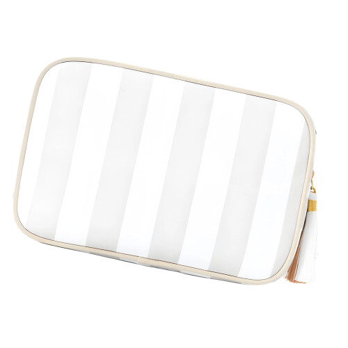 Elegant Fringe Cosmetic Pouch With Multiple-white gray