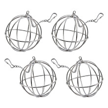 4Pieces Cage Hanging Small Pet Feeder Food Ball Grass-silver