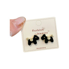 Boucles d'oreilles à clous en matériaux floqués, design-Noir