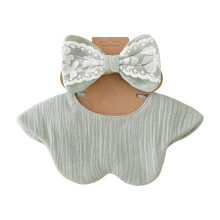 Protective Infant Bib with Elegant Bowknot Headband Cotton-C