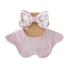 Ensemble bavoir en coton et bandeau à nœud papillon en-N