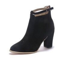 (Black, 36) 2026 autumn and winter short boots single boots British style thick heel high heels boots single lining back zipper