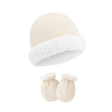 Zachte muts en wanten voor pasgeboren babymutsen met-Beige