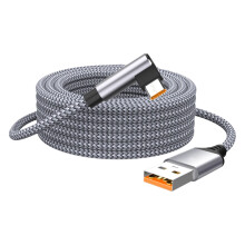 Rechtwinkliges USB-auf-Typ-C-Ladekabel, 6 A,-grau 3m
