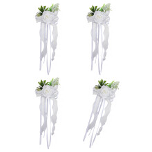 Set of 4 Nuptial Car Simulation Flower Adornment Elegant-White