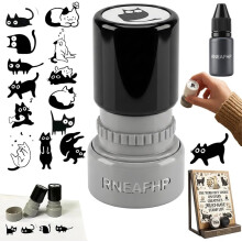 (#5, -) Vintage Katze Motiv runder Selbstfärber-Stempel, dekorativ für DIY Bastelarbeiten
