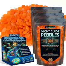 (Orange, 600pcs) Leuchtende Gartensteine, bunte Luminous-Pebbles für DIY Wege & Nacht-Deko
