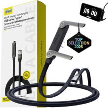 (USB-A to TYPE-C, -) Cavo USB-C invisibile 2-in-1 con supporto telefono, ricarica 240W