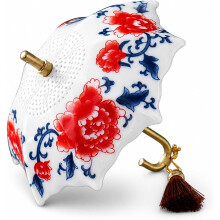 (red umbrella, -) Umbrella Tea Infuser, Chinese Blue & White Porcelain Ceramic Strainer for Loose Leaf
