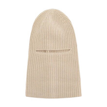 Acryl-Strick-Sturmhaube mit Double-Wear-Design ohne Krempe-Beige