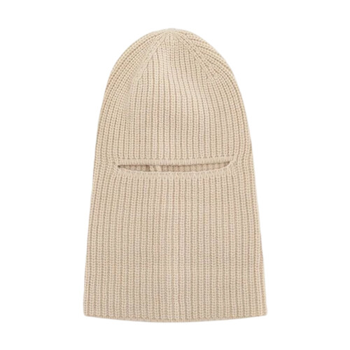 Acryl-Strick-Sturmhaube mit Double-Wear-Design ohne Krempe-Beige
