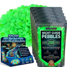 (Green, 1000pcs) Leuchtende Gartensteine, bunte Luminous-Pebbles für DIY Wege & Nacht-Deko