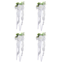 4er-Pack Hochzeitsauto-Blumenornament mit Schleifenform zur-Weiß