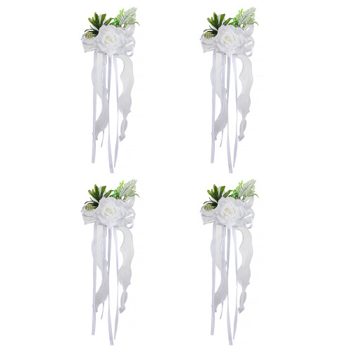Set van 4 elegante trouwauto-ornamenten-Wit