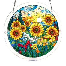 Künstlerisches Buntglas-Ornament mit Blumenmotiv für Tür,-28
