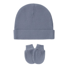 Set met muts en handschoenen voor babykamer Katoenen-grijs blauw