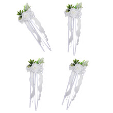 Set of 4 Artificial Wedding Car Rose Decorations-White