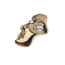 Broche moderne en forme de cœur et de visage, pour veste,-Or