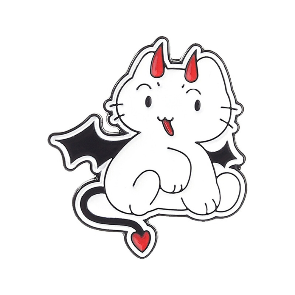 Black/White Adorable Cartoon Puss With Angel Devil Design Alloy-Qhxz5997