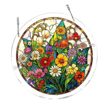 Flower Themed Stained Glass Hanging Ornament For Bedroom-27