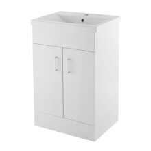 Balterley Charnes 500mm 2 Door Gloss White Floor Standing Cabinet With Basin