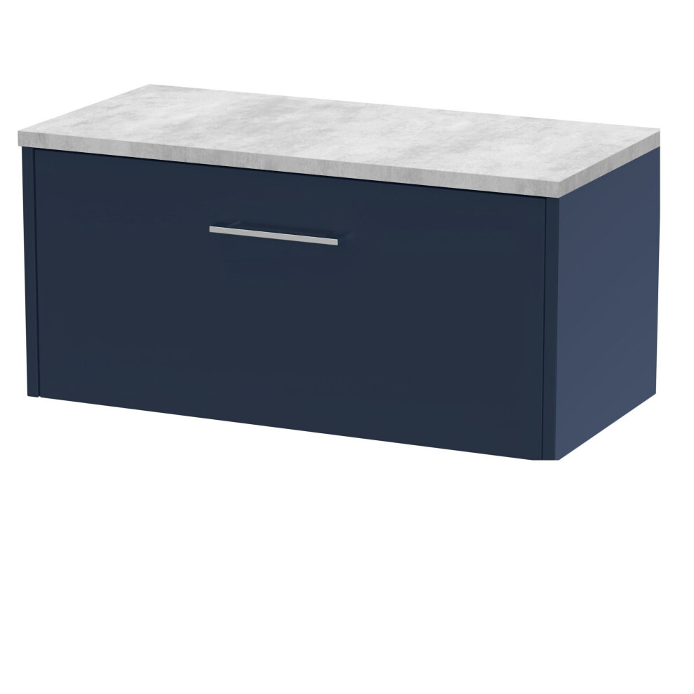 Balterley Winshill Contemporary 1 Drawer Wall Hung Vanity Unit With Laminate Worktop, Dark 800Mm Blue