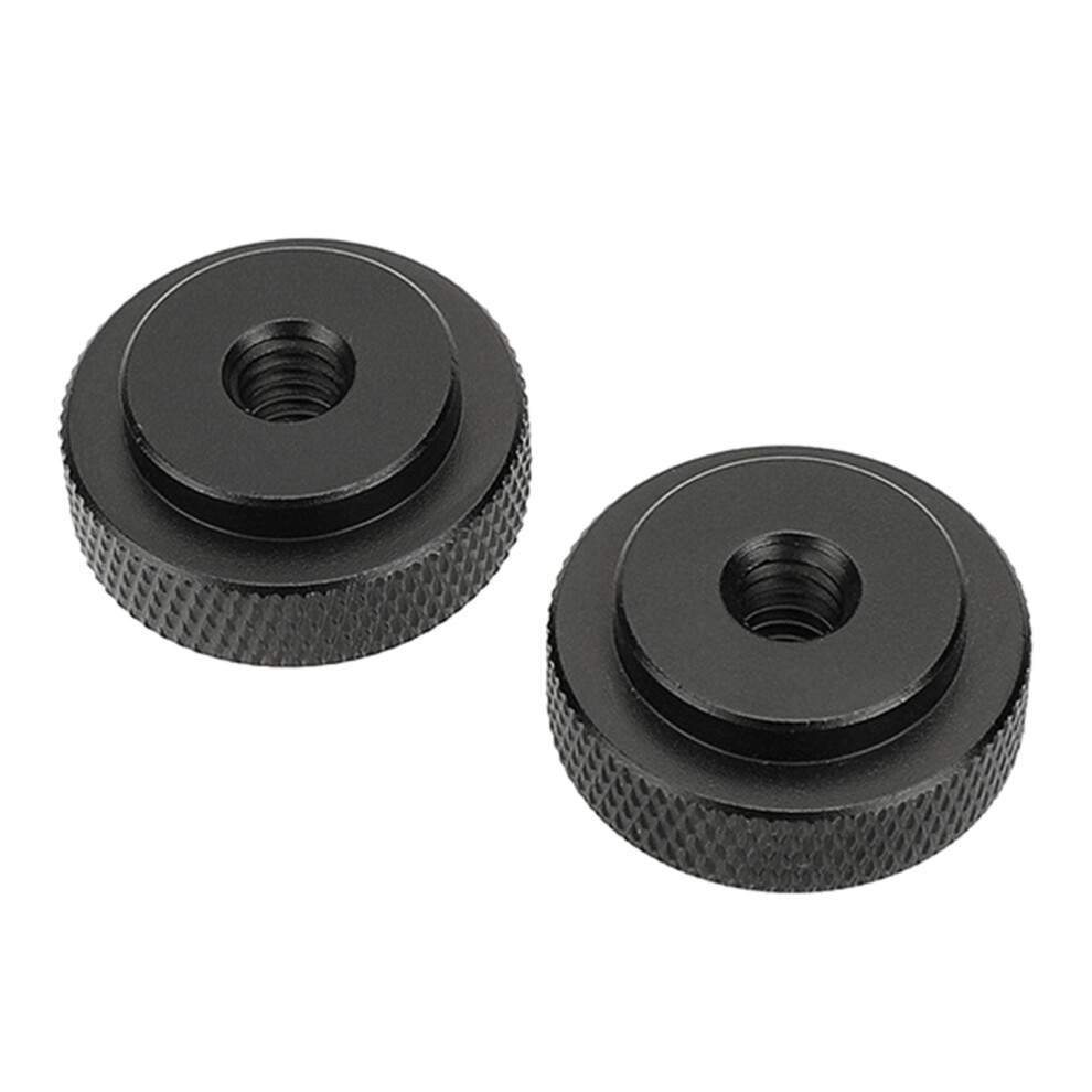 2Pcs Lightweight Knurled Thumb Nut Through Hole Aluminum- Black 7627001590557