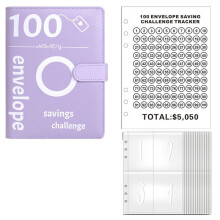 100 Enveloppen Geldbesparende Challenge, 100 Enveloppen Challenge Binder, Geldbesparende Binder, Budgetboek (Paars)