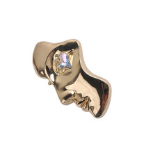 Unique Metal Face Heart Brooch Fashion Jewelry Accessory-Gold
