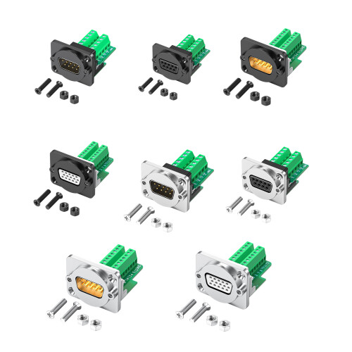 Screw Mount DB9Pin VGA Connector Module-Silver HDB15 pin female 1